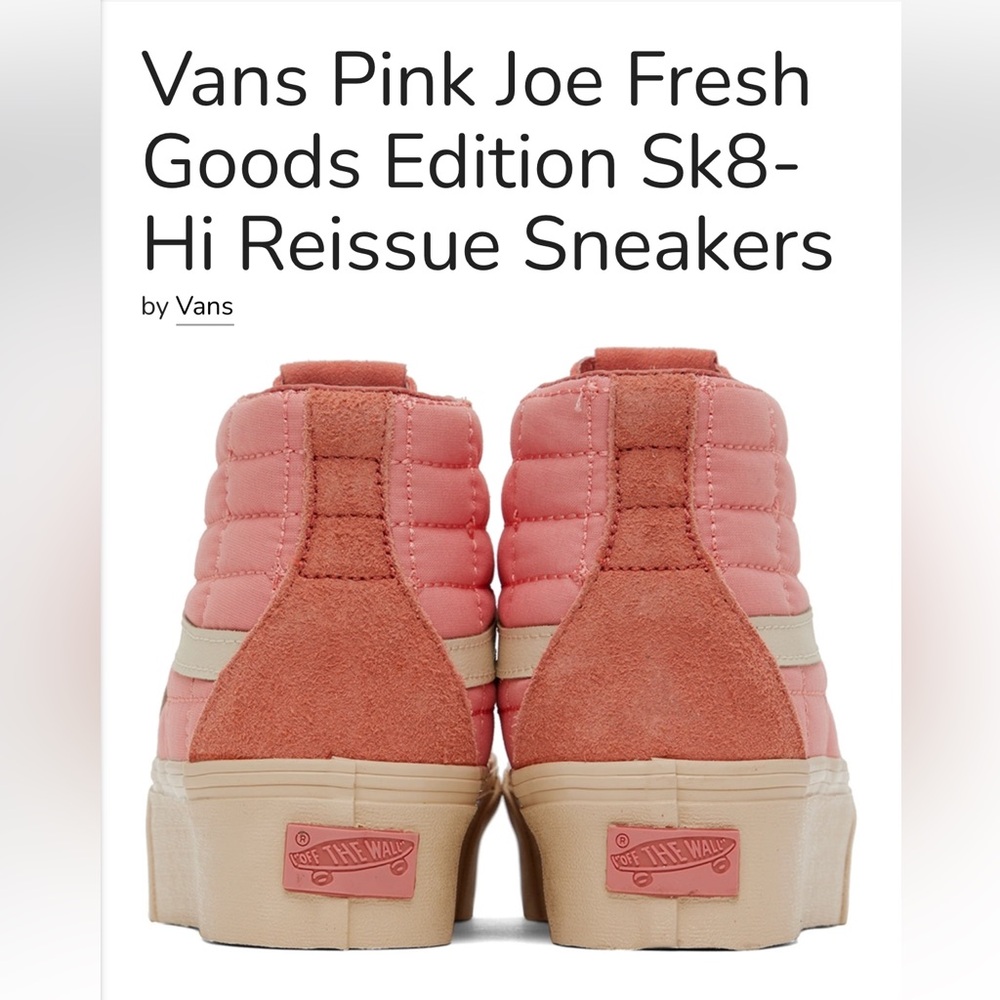 Vans Pink Joe Fresh Goods Edition Sk8 - Picture 2 of 9